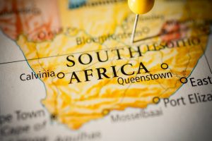 South Africa on a map